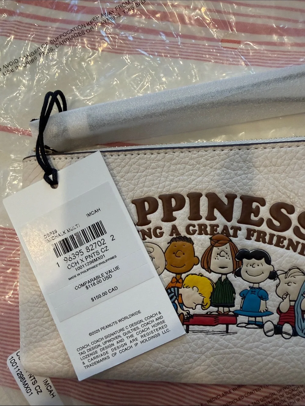 Coach Wristlet Clutch in Cream with Black Accent